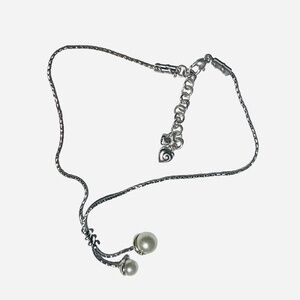 Brighton Necklace Lariat Style Twist Simulated Pearl Silverplate
